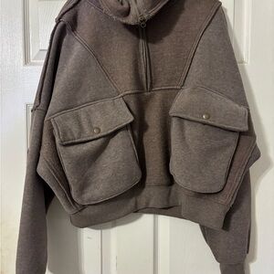 HYFVE Taupe Fleece Zip-Neck Pullover